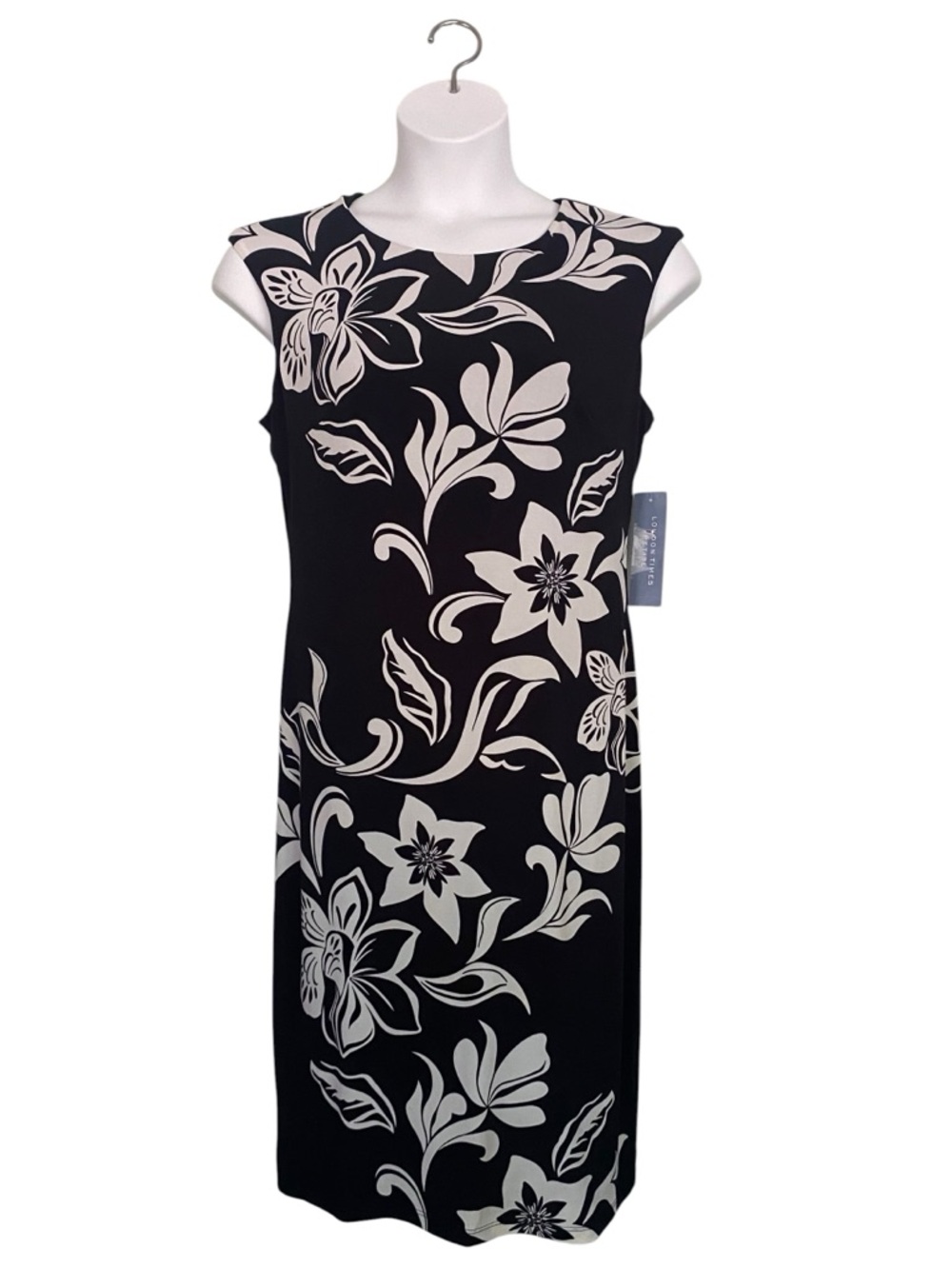 London Times Womens Jersey Floral Placement Print Midi Dress Plus Size 14P NWT